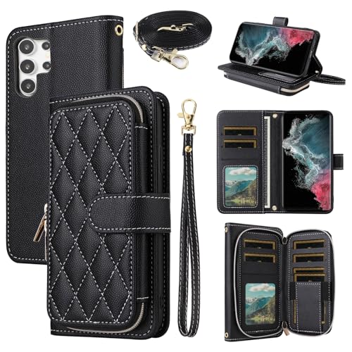 Dswteny Argyle Wallet Case für Samsung Galaxy S24 Ultra 5G mit Handschlaufe Schultergurt Flip Kreditkartenhalter Ständer Zubehör Handyhülle für S24Ultra 24S S 24 24Ultra Damen Mädchen Schwarz Dswteny Argyle Wallet Case für Samsung Galaxy S24 Ultra 5G mit Handschlaufe Schultergurt Flip Kreditkartenhalter Ständer Zubehör Handyhülle für S24Ultra 24S S 24 24Ultra Damen Mädchen Schwarz von Dswteny