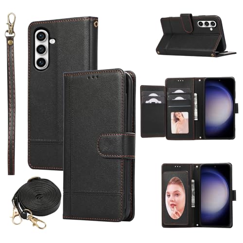 Dswteny Kompatibel mit Samsung Galaxy S23 FE 5G, Brieftaschen-Schutzhülle, Handschlaufe, Crossbody-Gurt, Leder, Flip-Kreditkartenhalter, Ständer, Handyhülle für S 23 EF S23FE 23S, für Damen und Dswteny Kompatibel mit Samsung Galaxy S23 FE 5G, Brieftaschen-Schutzhülle, Handschlaufe, Crossbody-Gurt, Leder, Flip-Kreditkartenhalter, Ständer, Handyhülle für S 23 EF S23FE 23S, für Damen und von Dswteny