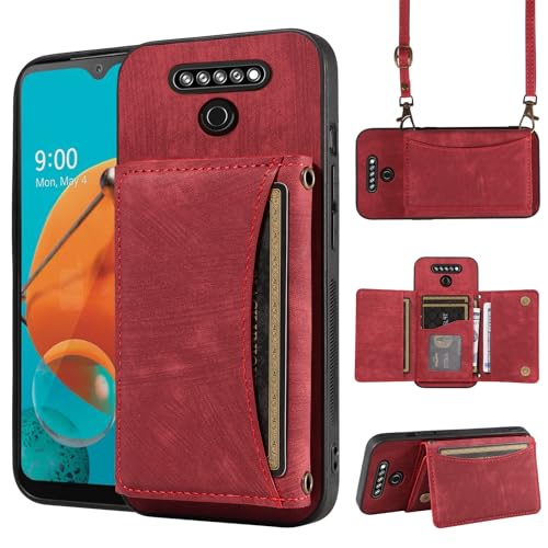 Dswteny Phone Case for LG K61/Q61/K51S/K41S Wallet Cover with Crossbody Shoulder Strap and Leather Credit Card Holder Pocket Slim Stand Cell Accessories Mobile Flip Purse K 61 51S 41S Women Girls Red Dswteny Phone Case for LG K61/Q61/K51S/K41S Wallet Cover with Crossbody Shoulder Strap and Leather Credit Card Holder Pocket Slim Stand Cell Accessories Mobile Flip Purse K 61 51S 41S Women Girls Red von Dswteny