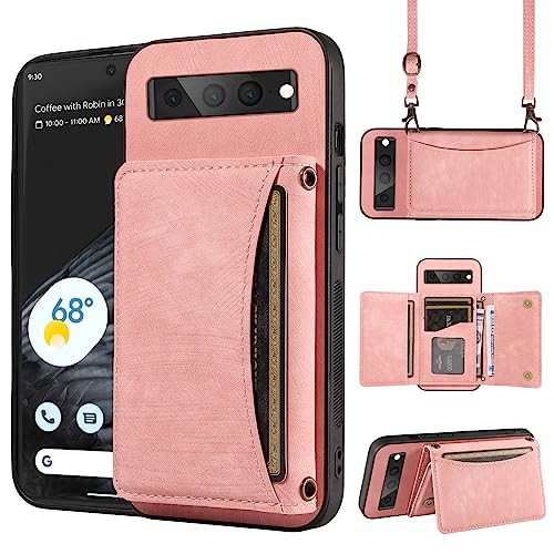 Handyhülle für Google Pixel 7 Pro 5G Wallet Cover mit Crossbody Schultergurt und Leder Kreditkartenhalter Tasche Slim Stand Cell Zubehör Pixel7Pro Pixel7 XL Seven 7Pro 6.7 Girls Pink Handyhülle für Google Pixel 7 Pro 5G Wallet Cover mit Crossbody Schultergurt und Leder Kreditkartenhalter Tasche Slim Stand Cell Zubehör Pixel7Pro Pixel7 XL Seven 7Pro 6.7 Girls Pink von Dswteny