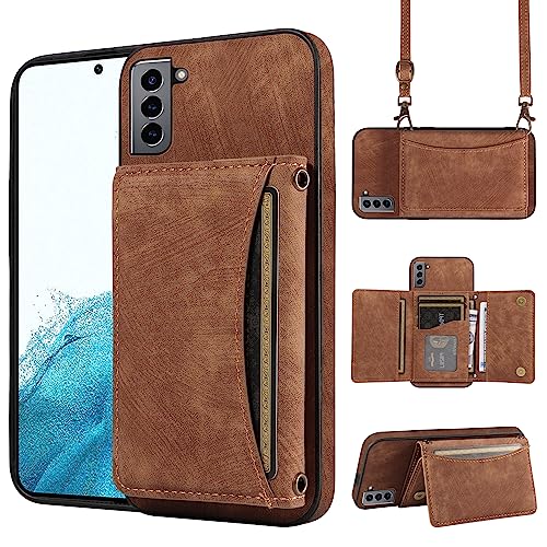 Handyhülle für Samsung Galaxy S21 FE 5G Wallet Cover mit Crossbody Schultergurt und Leder Kreditkartenfach Slim Stand Cell S 21 EF S21FE5G UW S21FE 21S G5 6,4 Zoll Frauen Mädchen Braun Handyhülle für Samsung Galaxy S21 FE 5G Wallet Cover mit Crossbody Schultergurt und Leder Kreditkartenfach Slim Stand Cell S 21 EF S21FE5G UW S21FE 21S G5 6,4 Zoll Frauen Mädchen Braun von Dswteny