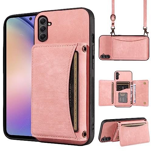 Handyhülle für Samsung Galaxy S23 FE 5G, Brieftaschen-Schutzhülle mit Crossbody-Schultergurt, PU-Leder, Kreditkartenfach, schlanker Ständer, Handy-Klapp-Geldbörse, S 23 EF S23FE 23S, Mädchen, Damen, von Dswteny