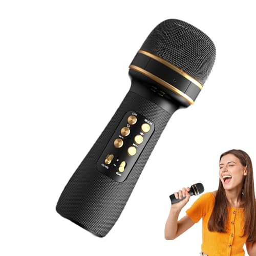 Dtaigou Drahtlose Mikrofone, Mikrofon zum Singen - Tragbares kabelloses Handmikrofon,All-in-1-Partyzubehör mit kabellosem Mikrofon und LED-Leuchten für Smartphones von Dtaigou