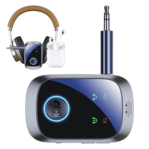 Dtaigou Drahtloser Sender-Empfänger,2-in-1 Adapter mit Flugzeugmodus - Multipoint Stereo HiFi Stream mit HD-Mikrofon für TV, PC, Smartphones, Lautsprecher & Kopfhörer von Dtaigou