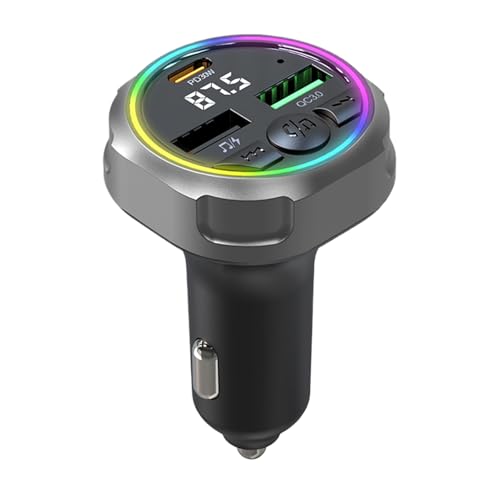 Dtaigou FM -Sender, Auto MP3 -Player - 7-Farbiger Licht FM-Radioadapter,30W PD QC3.0 Schnelles Ladegerät, drahtloser Radio -Musikadapter für Auto, LKW von Dtaigou
