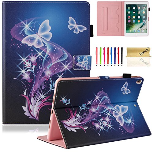 Dteck 10,5 Zoll Hülle für iPad Air 2019 (3. Generation, A2152 A2123 A2153) Pro 2017 (A1701 A1709) Tablet- Smart Stand Wallet Folio Cover Case mit Auto Sleep Wake Stylus Pen (lila Schmetterling) von Dteck
