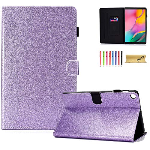 Dteck Galaxy Tab A 10.1 Hülle 2019 Tablet SM-T510/T515, Glitzer Bling Folio Stand Cover mit Bleistift Halter & Kartenfächer Wallet Case für Samsung Galaxy Tab A 10.1 Zoll SM-T510, Lila von Dteck