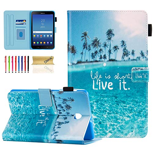 Dteck Galaxy Tab A 8.0 2018 Hülle, SM-T387 Hülle, Slim Premium Leder Folio Stand Cover mit Kartenhalter/Fotofach für Samsung Galaxy Tab A 8 Zoll 2018 Release T387 Tablet, Strand von Dteck