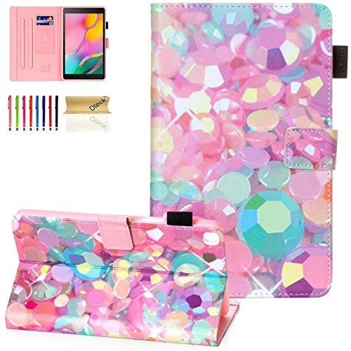 Dteck Hülle für Galaxy Tab A 8 Zoll T290 T295, PU Leder Schutzhülle Verstellbarer Ständer Smart Soft Back Wallet Cover für Samsung Galaxy Tab A 8 Zoll 2019 Release Modell T290 T295 T297, Bling Bead von Dteck