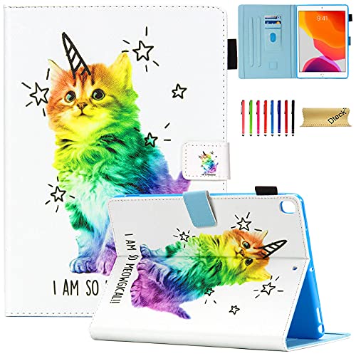 Dteck Hülle für iPad 9./8./7. Generation 10,2 Zoll 2021/2020/2019, Premium PU Leder Slim Folio Smart Stand Wallet Case mit Auto Wake/Sleep Stoßfeste Schutzhülle mit Stifthalter, Sternkatze von Dteck