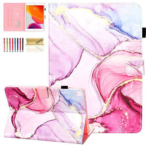 Dteck Hülle für iPad Air (3rd Generation) & iPad Pro Tablet 2017 10.5 Zoll / iPad 7th Generation Tablet 10.2 Zoll 2019, Smart Stand Leder Wallet Flip Cute Cover Case mit Stylus Pen (Pink Purple) von Dteck