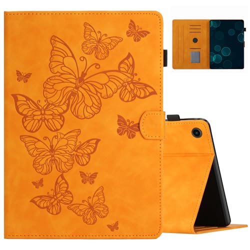 Dteck Schmetterlings-Schutzhülle für Samsung Galaxy Tab A9+ Tablet 2023 (SM-X210/X216), leichte Folio-Lederhülle mit [Auto Sleep/Wake/Stand/Kartenfächern], schützende, dünne, niedliche Cartoon-Hülle, von Dteck