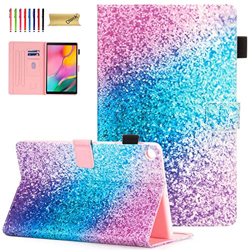 Dteck Schutzhülle Kompatibel mit Samsung Galaxy Tab A 10.1 2019 SM-T510/T515/T517 Slim Fit PU Leder mit eingebautem Mehrwinkelständer Wallet Folio Cover mit Kartenhalter - Rainbow Sand von Dteck