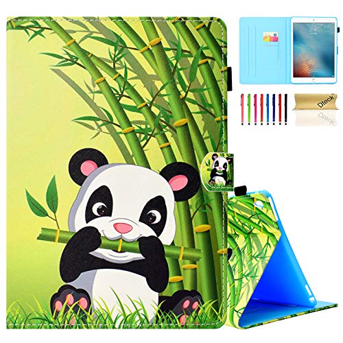 Dteck Schutzhülle für Apple iPad Pro Tablet (9.7 Zoll, Version 2016, Modell A1673 A1674 A1675), Brieftasche, Schlank Faltbare Schutzhülle mit automatischer Schlaf-/Weck-/Stylus-Stift (süßer Panda) von Dteck