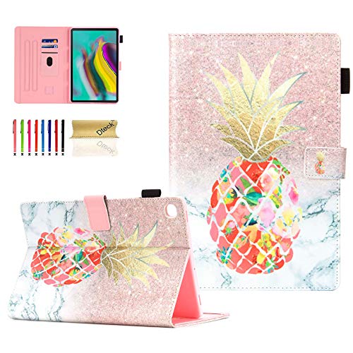 Dteck Schutzhülle für Galaxy Tab S5e 10.5 2019 SM-T720/T725/T727 – Slim PU Leder Multi-Winkel Folio Stand Smart Cover mit Auto Wake/Sleep für Samsung Galaxy Tab S5e 10,5 Zoll 2019 Release, Ananas von Dteck