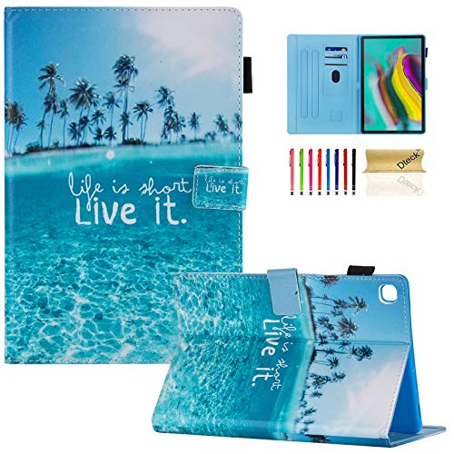 Dteck Schutzhülle für Galaxy Tab S5e 10.5 2019 SM-T720/T725 – Slim PU Leder Multi-Angle Folio Stand Smart Cover mit Kartenhalter für Samsung Galaxy Tab S5e 10,5 Zoll 2019 Release, Strand von Dteck