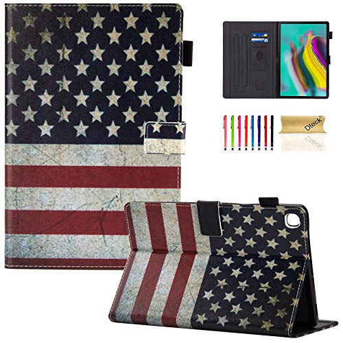 Dteck Schutzhülle für Galaxy Tab S5e 10.5 2019 SM-T720/T725 – Slim PU Leder Multi-Angle Folio Stand Smart Cover mit Kartenhalter für Samsung Galaxy Tab S5e 10,5 Zoll 2019 Release, US-Flagge von Dteck