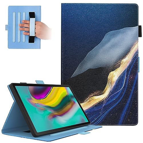 Dteck Schutzhülle für Samsung Galaxy Tab S5e 10,5 Zoll 2019, PU-Leder Ständer Cover mit Stifthalter Handschlaufe Folio Schutzhülle für Samsung Galaxy Tab S5e 10,5 Zoll 2019 SM-T720/T725/T727, Goldblau von Dteck