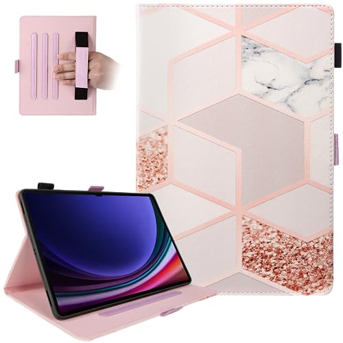 Dteck Schutzhülle für Samsung Galaxy Tab S10+/S9+/S8+/S7 FE/S7+ mit S-Stifthalter, stoßfester Ständer, Smart-Folio-Schutzhülle mit automatischer Sleep/Wake-Funktion, Marmorblöcke von Dteck