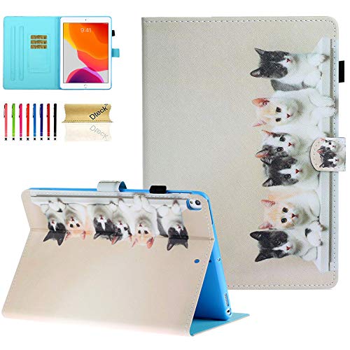 Dteck Schutzhülle für iPad 10,2 Zoll 2021 2020 2019, Dteck Slim Fit Premium PU Leder Folio Ständer Smart Cover mit Auto Wake/Sleep für Dteck iPad 9. 8. 7. Generation 10,2 Zoll, Katzenfreunde von Dteck