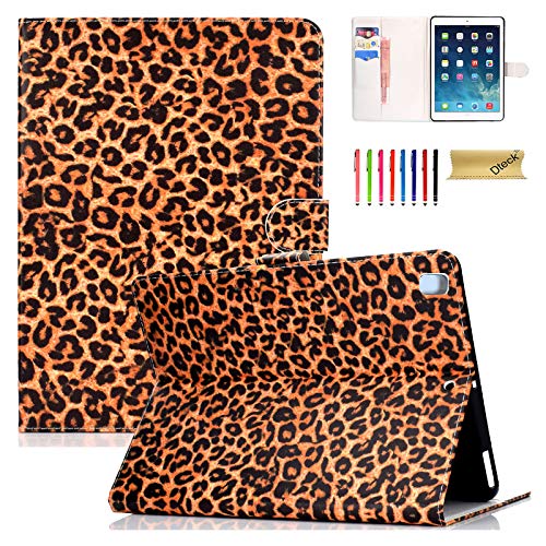 Dteck Schutzhülle für iPad 24,6 cm (9,7 Zoll) 2017 Air 2 Hülle – PU Leder Multi-Winkel Folio Ständer Smart Case mit Auto Sleep/Wake Funktion Apple Modell, 1 2, 13 Yellow Leopard Print von Dteck