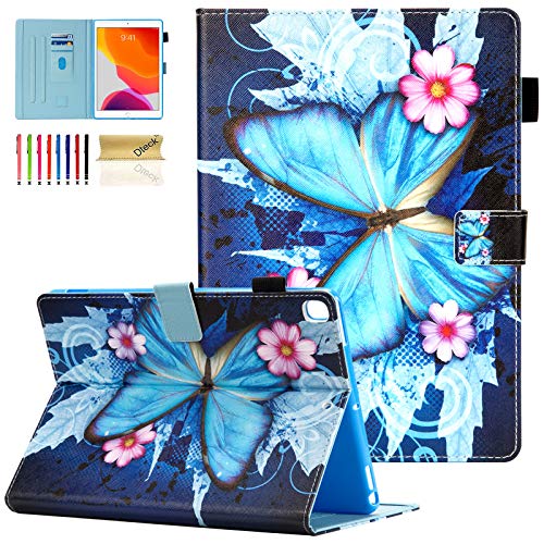 Dteck Schutzhülle für iPad 8.,7. Generation, iPad 10.2 Hülle 2020/2019, dünne Folio-Ständer, Smart-Schutzhülle, blauer Schmetterling von Dteck