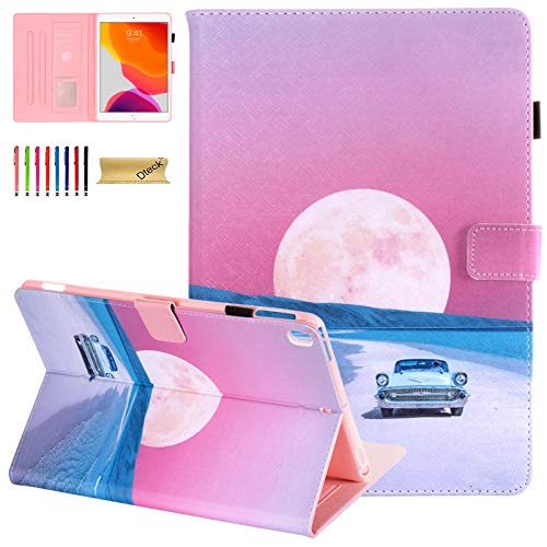 Dteck Schutzhülle für iPad 8. 7. Generation, 10.2, schmal, Premium-PU-Leder, Standfunktion, Smart Auto Wake/Sleep Cover mit Stifthalter, passend Apple 10.2 2020/2019 Generation – Romatic Road von Dteck