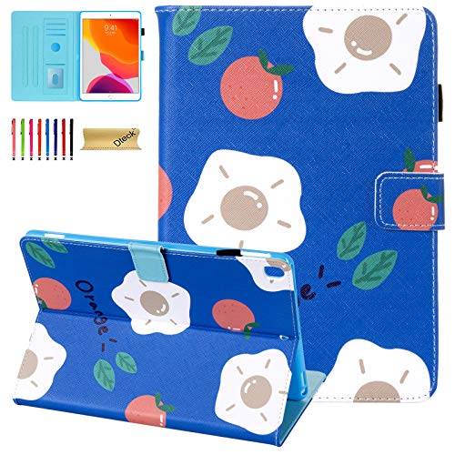Dteck Schutzhülle für iPad 9. 8. 7. Generation 2021 2020 2019, Dteck Slim Premium PU Leder Folio Ständer Smart Auto Wake/Sleep Magnetische Abdeckung mit Stifthalter, Orange von Dteck