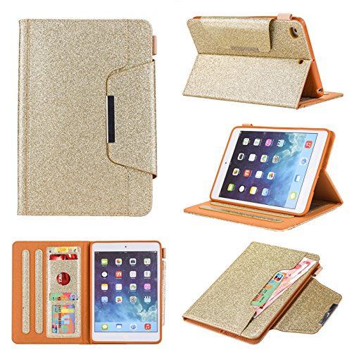 Dteck Schutzhülle für iPad Mini, Mini 2, 3, 4, schmale Passform, PU-Leder, Mehrfachwinkel, Standfunktion, Smart-Cover für Apple iPad Mini 4/3/2/1, goldfarben von Dteck