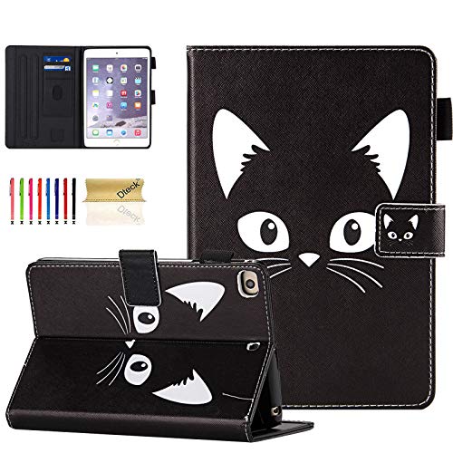 Dteck Schutzhülle für iPad Mini 2/3/4 Hülle, Slim Fit Premium PU Leder Folio Stand Wallet Case mit Auto Wake/Sleep Smart Cover für Apple iPad Mini 1/ Mini 2/ Mini 3/ Mini 4 01 Black Cat von Dteck