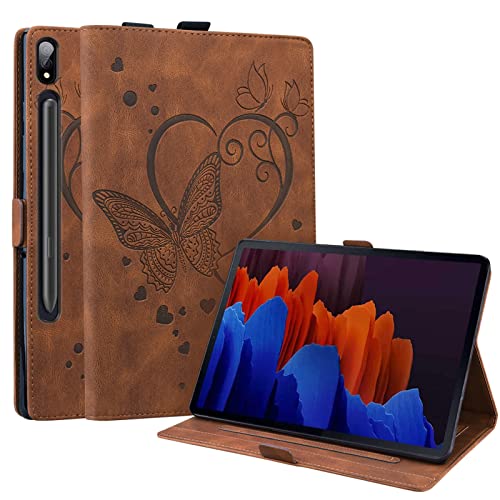 Dteck Tab S8 Plus 2022/S7 FE 2021/S7 Plus 2020 Samsung-Tablet-Hülle, Dteck Multi-Angle Viewing Folio Stand Cases für Samsung-Samsung SM-X800/X806/T730/T736/T738/T970/T975/T976/T978, Braun von Dteck