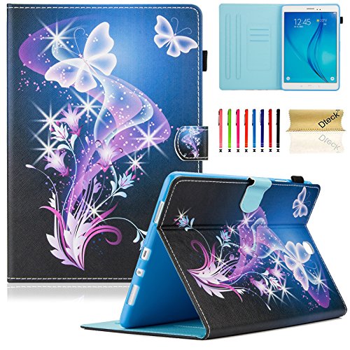 Dteck für Samsung Galaxy Tab A 9,7 Zoll Tablet 2015 Release, SM-T550 SM-P550 Hülle - Magnetverschluss Leder Schutzhülle Wallet Cute Stand Flip Cover mit Stylus Pen Stifthalter (zwei Schmetterlinge) von Dteck