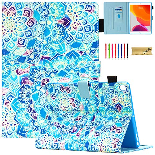 Dteck für iPad 10.2 2020/2019 8. 7. Generation – mehrere Winkel Folio Stand Premium Leder Wallet Case mit Auto Wake/Sleep & Stifthalter, stoßfeste Smart Schutzhülle, Schattierung von Blau von Dteck