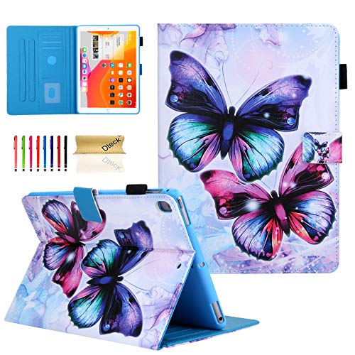 Dteck für iPad 6. Generation 2018 & 5. 2017 Air 2 2013 Tablet 9,7 Zoll - Magnetischer Ständer Kunstleder Schutzhülle Smart Wallet Cover (lila Schmetterlinge) von Dteck
