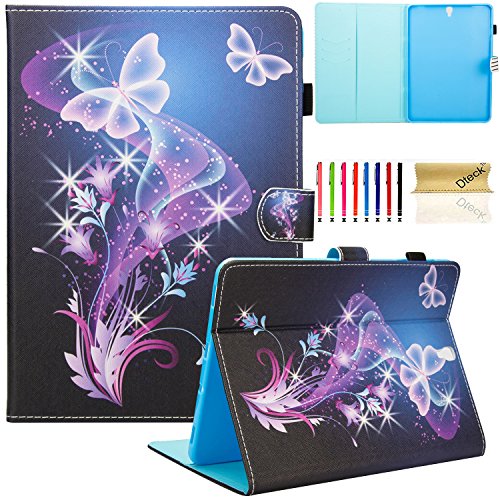 Galaxy Tab S3 9.7 Hülle, Dteck(TM) Dünne PU Leder Schutzhülle mit Auto Schlaf/Wach Funktion Kartenhalter Smart Cover für Samsung Galaxy Tab S3 Tablette 9.7 Zoll SM-T820/825, Lila Schmetterling von Dteck