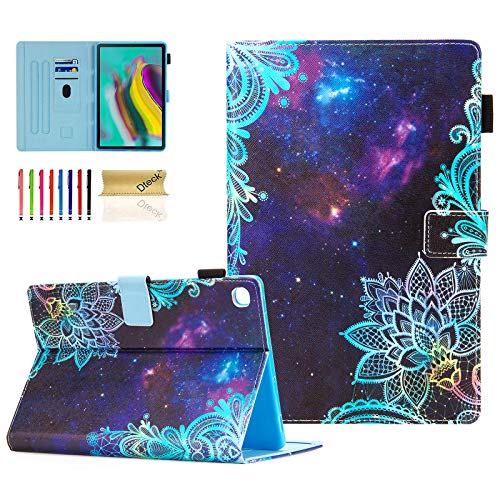 SM-T720/T725/T727 Hülle, Galaxy Tab S5e 10.5 Hülle, Dteck Slim Multi-Angle View Stand Premium Leder Smart Cover mit Auto Wake/Sleep für Samsung Galaxy Tab S5e 10.5 2019 Modell, Galaxy Flower von Dteck