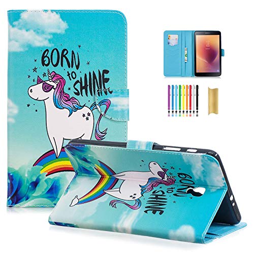 Tab A 8.0 Hülle 2017 – Dteck Kunstleder Schutzhülle Smart Stand Case Cover für Samsung Galaxy Tab A 8,0 Zoll 2017 Release Tablet (SM-T380/T385) 06 Rainbow Unicorn von Dteck