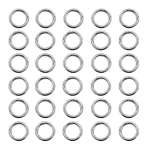 Dtoterul Runde Karabiner 30 Stück Karabinerhaken Rund Karabiner ringe Schnapphaken Runde Ringkarabiner Rund Karabinerringe Schlüsselanhänger Taschenringe Karabiner Verschluss Zubehör (Silber) von Dtoterul