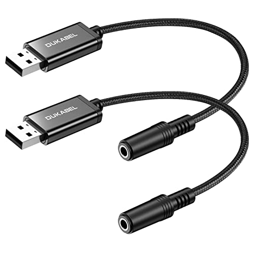 DuKabel 2 Pack USB Externe Soundkarte USB auf 3.5mm Klinkenbuchse (4 Pole CTIA) Stereo Audio Adapter Kabel External Sound Card für Headset, Lautsprecher oder 4 Pole TRRS Mikrofon - Schwarz von DuKabel