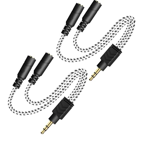 DuKabel 3.5mm Klinke Splitter 2 Stücke, 3.5mm Klinke Y Adapter 2 auf 1 3 Pole Audio Klinken Y Splitter Kabel für Kopfhörer, Ohrhörer, Lautsprecher, Smartphone, PC - Zebra Weiß 0.2 Meter von DuKabel
