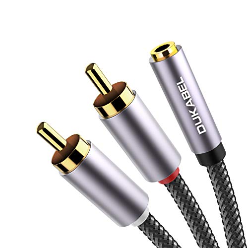 DuKabel Cinch Klinke Adapter 3,5mm Buchse zu 2 X Chinch Stecker Stereo Audio Y Rot Weiß Kabel mit 99.99% 4N-OFC für Heimkino, HiFi-Receiver, Verstärker - Top Series (30cm) von DuKabel