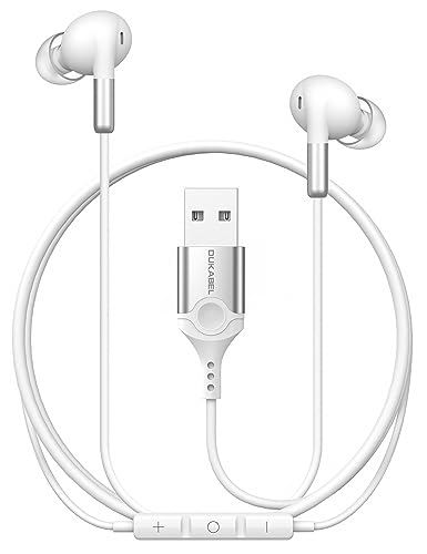 DuKabel In Ear Kopfhörer mit Kabel USB In Ohr Headset mit Lautstärkeregler Geräuschisolierung HiFi Sound kompatibel mit Computer PS4 PS5 Laptop - Weiß von DuKabel