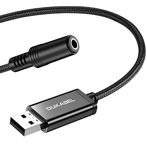 DuKabel Klinke auf USB Adapter 1,2 Meter Externe USB Soundkarte USB auf 3,5mm 4-polige Buchse Audio Aux Adapter für Headset, Lautsprecher oder 4 Pole TRRS Mikrofon - Pro Series von DuKabel