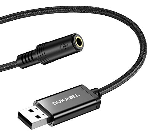 DuKabel USB Externe Soundkarte 2.4M USB A Stecker auf 3,5mm TRRS Buchse Klinke USB Kopfhörer Adapter für Headset, Lautsprecher oder 4 Pole TRRS Mikrofon von DuKabel