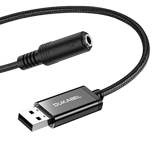 DuKabel USB Externe Soundkarte USB auf 3.5mm Klinkenbuchse (4 Pole CTIA) Stereo Audio Adapter Kabel External Sound Card für Headset, Lautsprecher oder 4 Pole TRRS Mikrofon - Schwarz von DuKabel