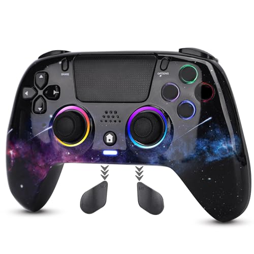 DuLingKer Wireless Controller Kompatibel für PS4, Game Controller mit Hall Effect Stick/Trigger(NO Drift), RGB-Licht, Dual Vibration, Audio, M1/M2-Taste, Controller Kompatibel mit PS4/Pro/Slim von DuLingKer