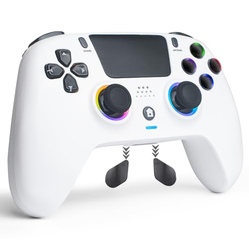 DuLingKer Wireless Controller Kompatibel für PS4/Pro/Slim, Hall Effect Controller mit Hall Joysitck/Trigger(Kein Drift), Vibration, RGB-Licht, Audio, M1/M2-Taste, Game Controller Kompatibel mit PS4 von DuLingKer