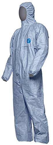 25 Stk. DuPont Tyvek 500 Xpert Chemikalienschutzkleidung mit Kapuze, KategorieII, Typ 5-B und 6-B Robust und Leicht Blau Größe L von DuPont