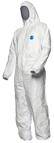 DuPont Tyvek 400 Dual Chemikalienschutzkleidung, KategorieII, Typ 5 und 6 Vorderseite aus Tyvek Einsatz aus SMS auf der Rückseite Weiß Größe S von DuPont