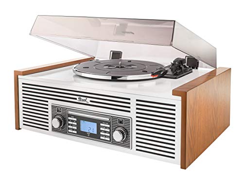 Dual NR 7 Stereo-Nostalgie Musikanlage mit Plattenspieler (UKW-Tuner, CD-RW, MP3, USB, Bluetooth, Aux-In) braun von Dual